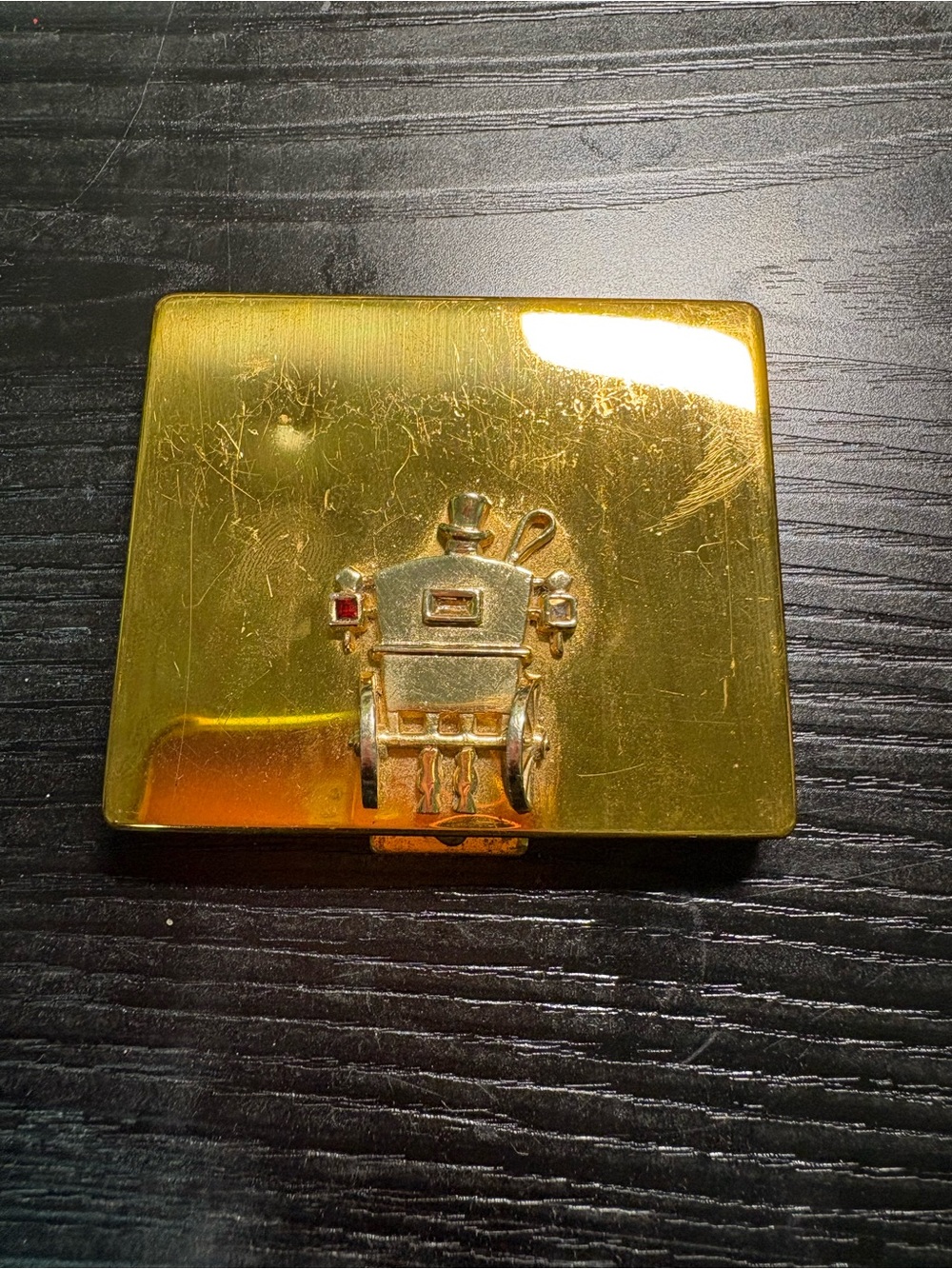 Flato Vintage Signed classic square compact case gold jeweled 1940